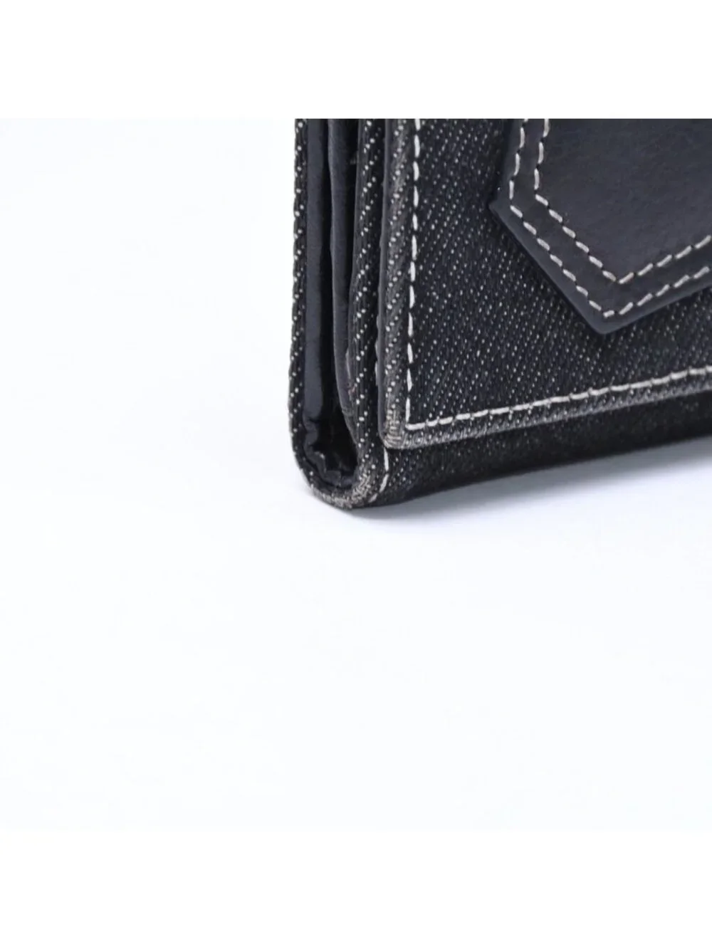 Dior Logo Button Bifold Wallet Denim Black Gray
